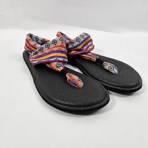 Sanuk Yoga Sling 2 Women's 10 Flip Flop Sandals Multicolor‎ Aztec Print Bohemian
